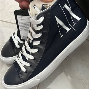 Armani Exchange Men's Dark Blue High-Top Sneakers casual nwt